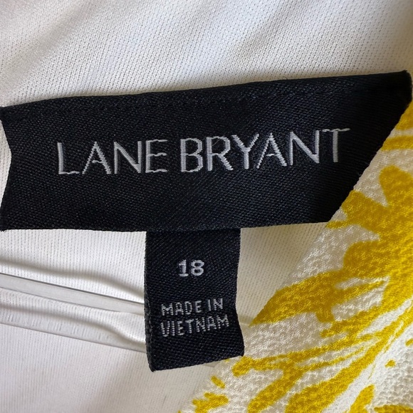 Lane Bryant golden yellow floral faux wrap dress size 18 preowned - Picture 9 of 11